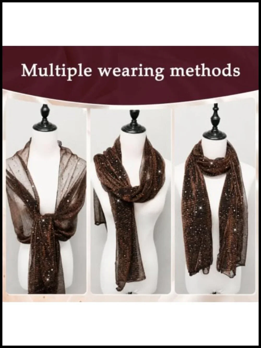 Sparkly Sequin Shawl Wrap Scarf for Women Evening Dress Head Neck Scarf